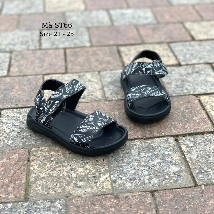 Dép sandal quai dán thời trang cho bé trai đen chữ trắng aaidos da cao cấp êm mềm phù hợp cho trẻ em tập đi 1 2 3 tuổi đi học đi biển ST66