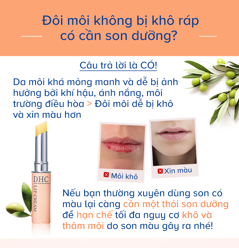 Son dưỡng môi DHC Nhật Bản Lip Cream giữ ẩm môi, giảm thâm và trẻ hóa môi JN-DHC-LIP