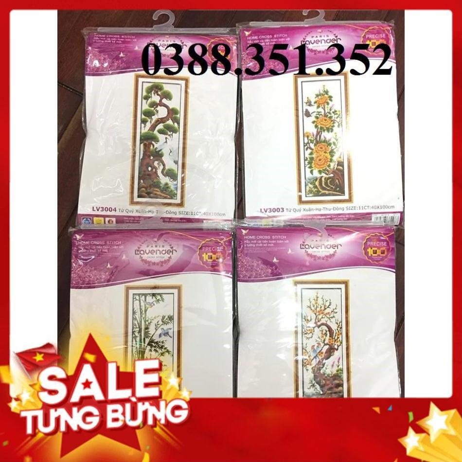 Tranh thêu chữ thập Tứ Quý Xuân-Hạ-Thu-Đông LV3001 40x100x4cm