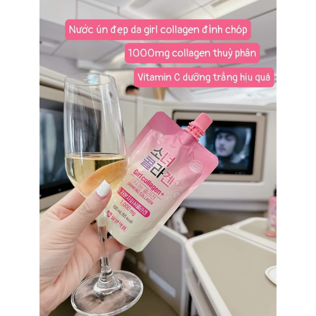 Hộp 10 gói - GIRL COLLAGEN - Nước uống bổ sung Collagen và Vitamin C Hàn Quốc Hương Táo ILYANG PHARM