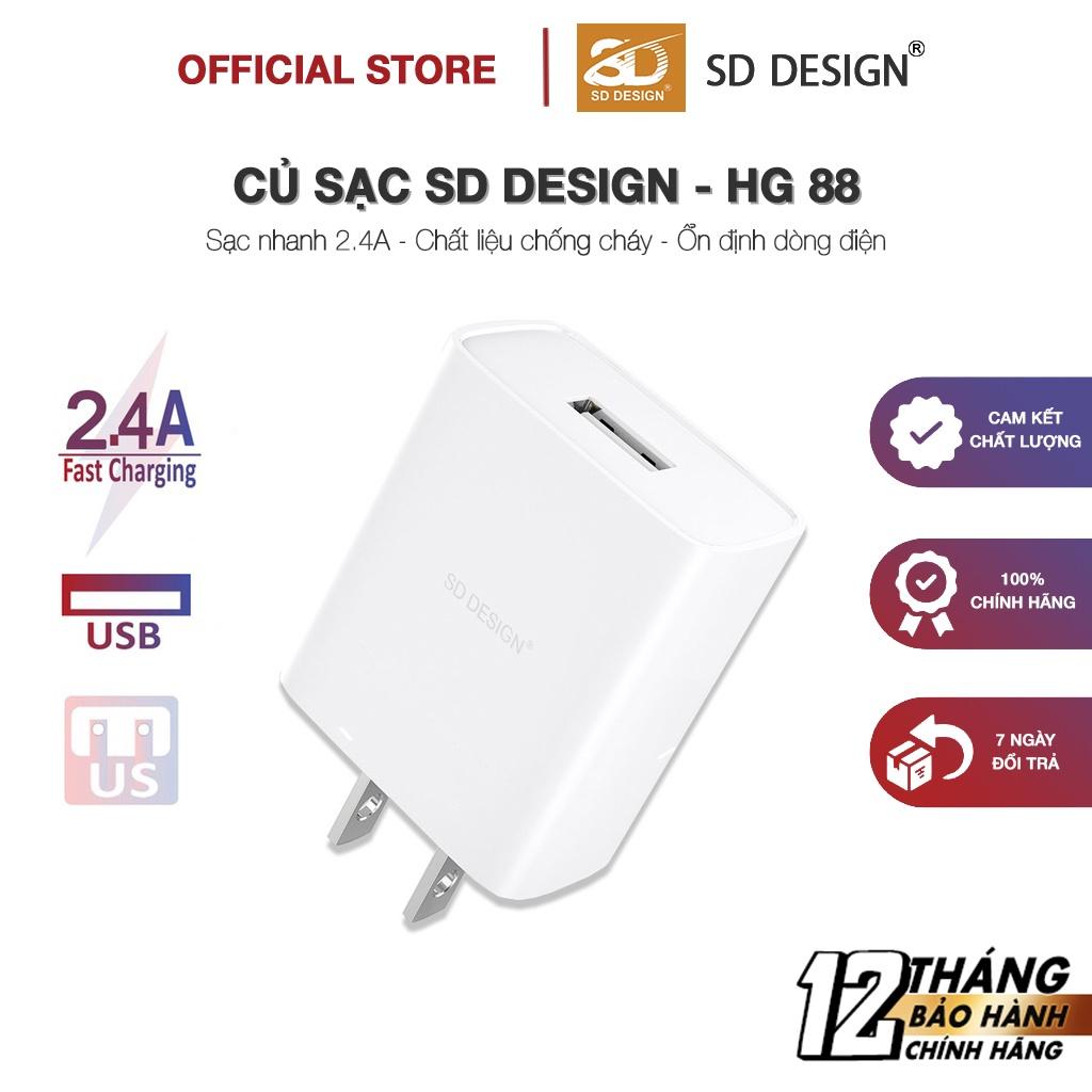 Củ sạc HG88 SD DESIGN 2.4A hỗ trợ cho điện thoại iphone Samsung Oppo Xiaomi Pin Dự Phòng