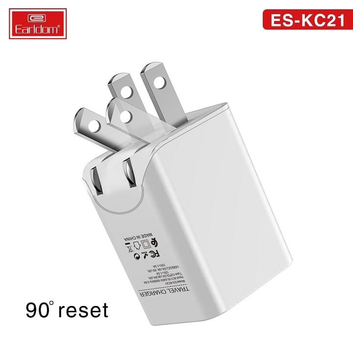 Củ Sạc Nhanh 18W Earldom KC21 Quick Charge 3.0 và Type C Power Delivery - Hàng Chính Hãng (Màu Ngẫu Nhiên)