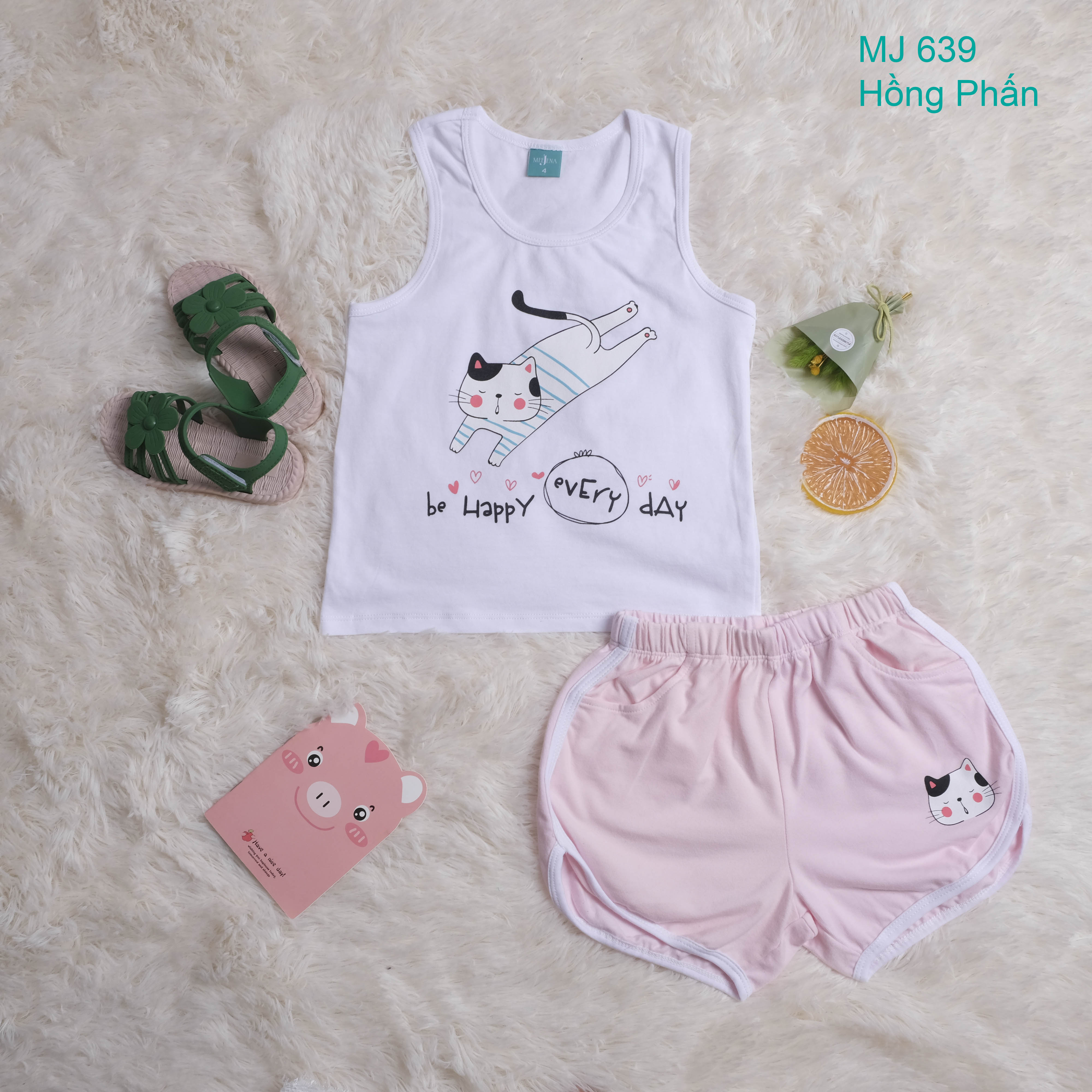 Bộ Thun Cotton Bé Gái từ 1-6  Tuổi  MEEJENA Đồ Bộ Bé Gái 100% cotton 4C - 639