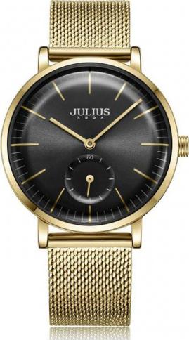 Đồng hồ Nữ Julius Dây kim loại Ja1065 vàng mặt đen