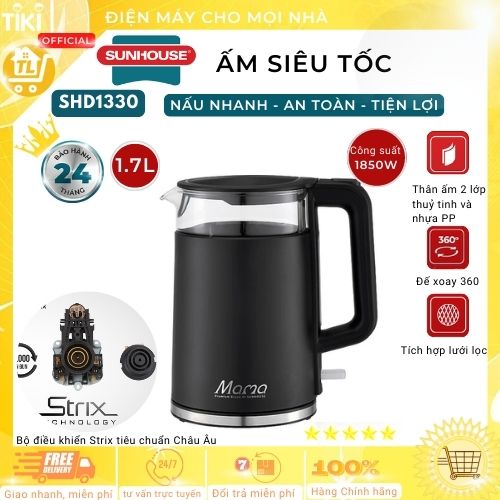 Bình đun siêu tốc Sunhouse Mama 1.7 lít SHD1330-Hàng Chính Hãng