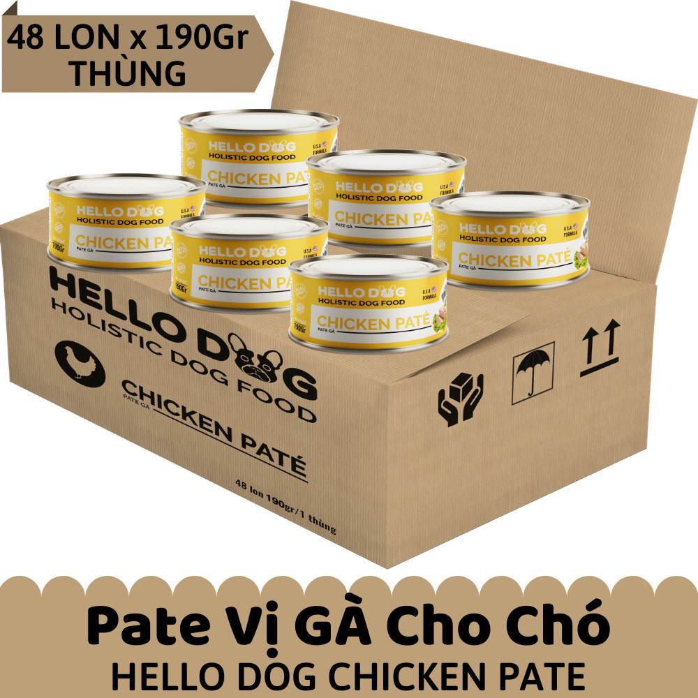 Thùng Pate Tươi Dành Cho Tất Cả Các Giống Chó Ở Mọi Độ Tuổi Hương Vị Gà Thơm Ngon Dễ Ăn Bắt Vị - Hello Dog Chicken Pate 190G