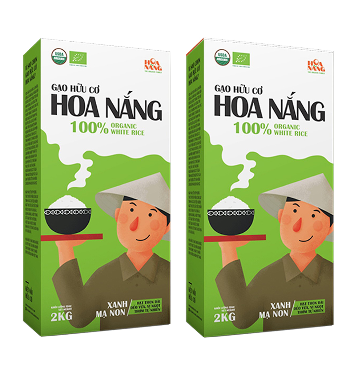 Combo 2 hộp Gạo Hữu Cơ Hoa Nắng - Xanh Mạ Non 2kg