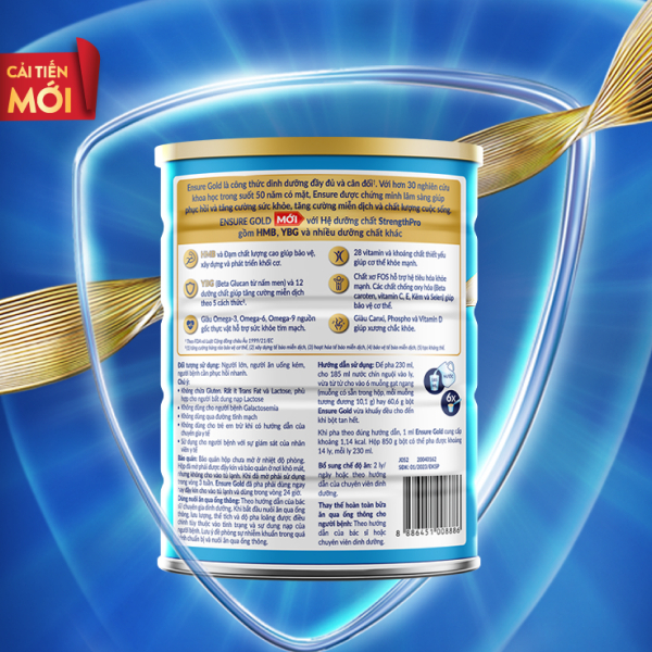 Sữa Bột Ensure Gold Abbott Hương Vani Ít Ngọt (HMB) 850g/800g