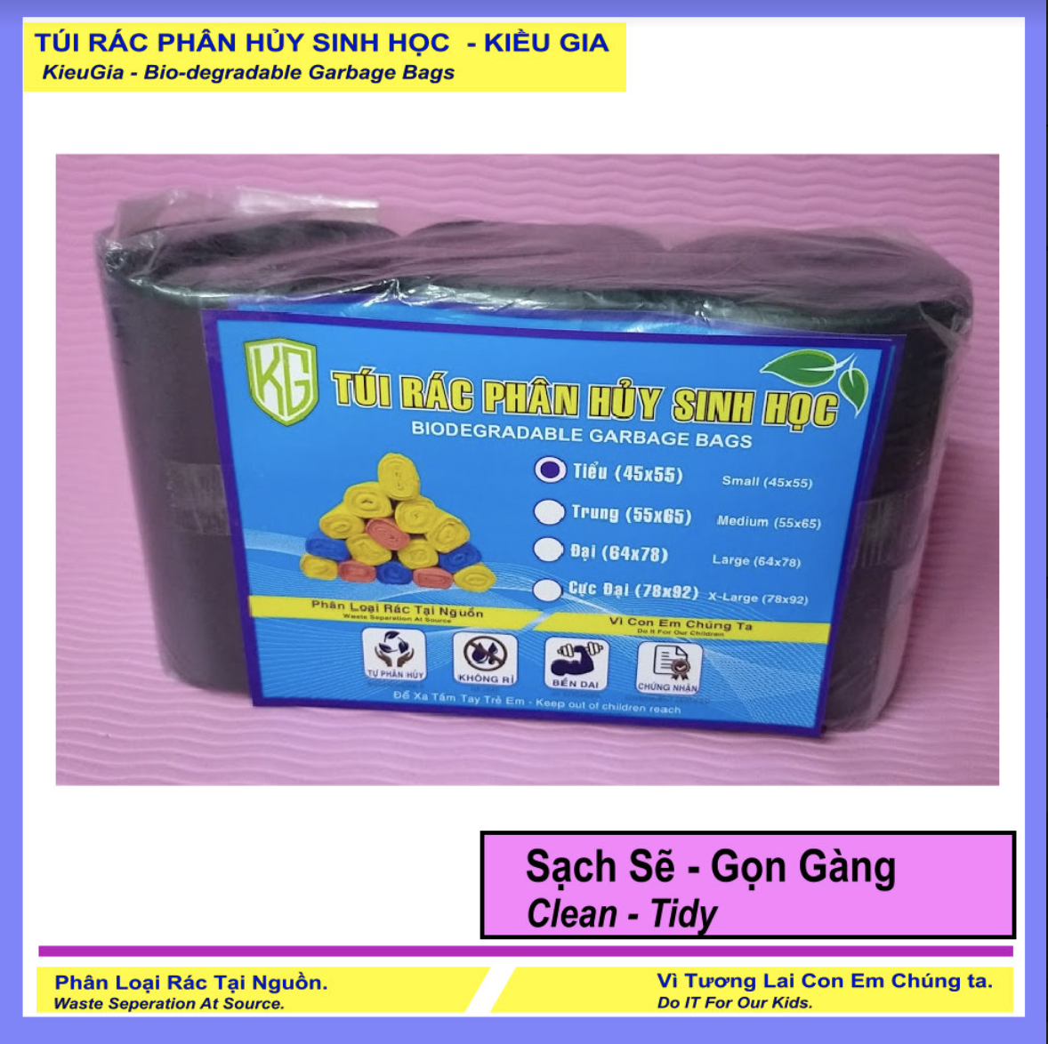 3 cuộn túi đựng rác đen, bao rác tự phân hủy sinh học, Đủ Màu, Đủ Size / 30Rolls of Biodegradable Bin Liner Full Size - Full Color.