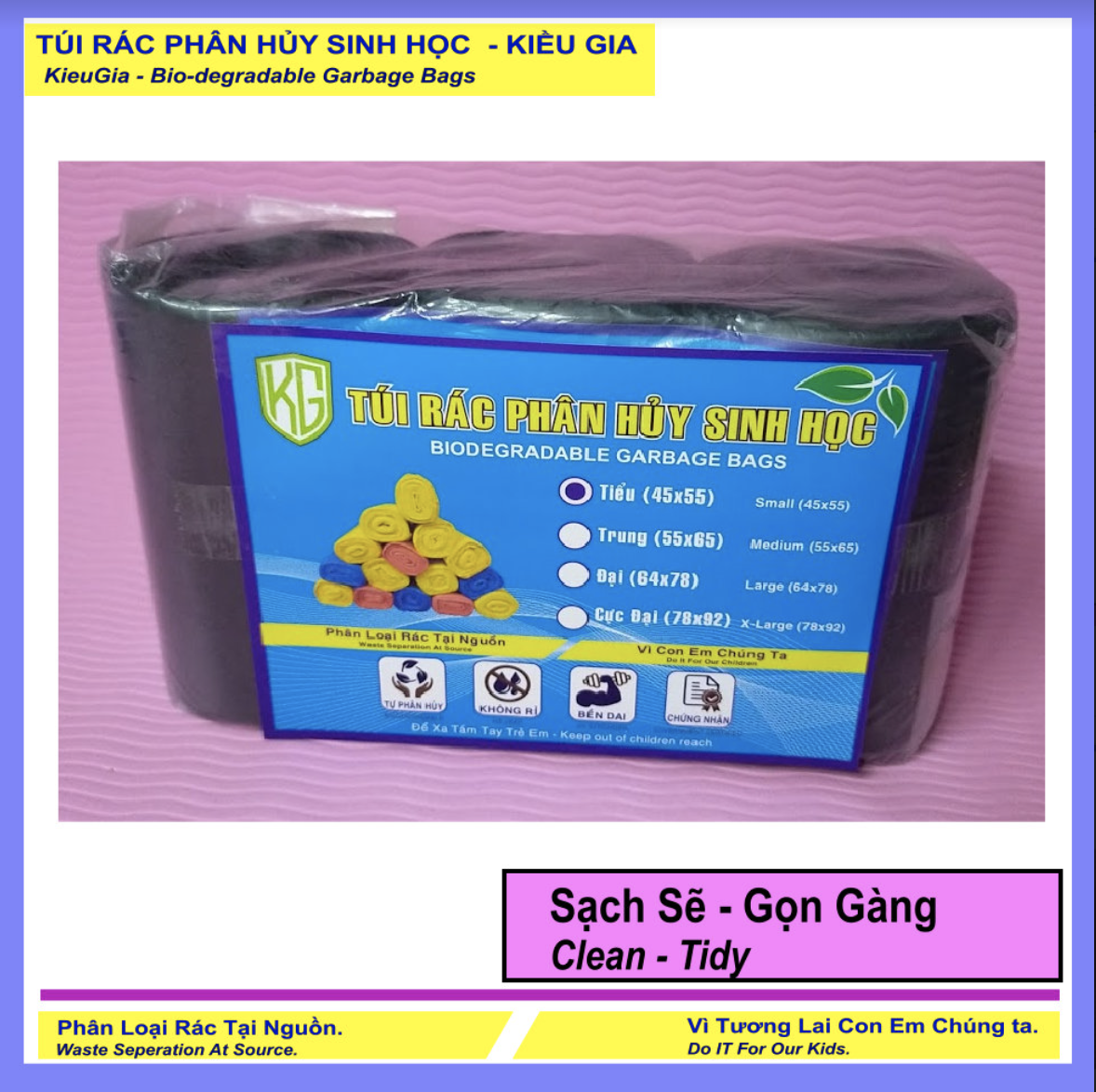 30 cuộn (10 Kí) túi đựng rác đen, bao rác tự phân hủy sinh học, Đủ Màu, Đủ Size / 30 Rolls ( 10 Kí) of Biodegradable Bin Liner (Garbage Bags) Full Size - Full Color