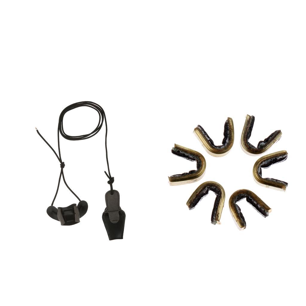 6pcs Archery Hunting Bow String Nock Nocking Point Set & 2m Bow Stringer Outdoor Small Tools