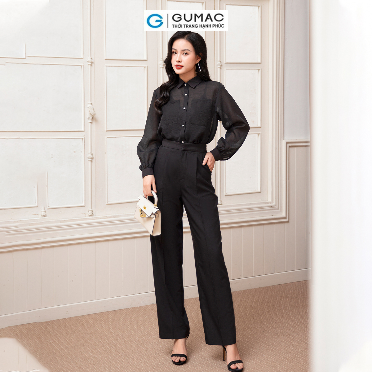 Quần ống suông xếp ly thời trang GUMAC QD10016