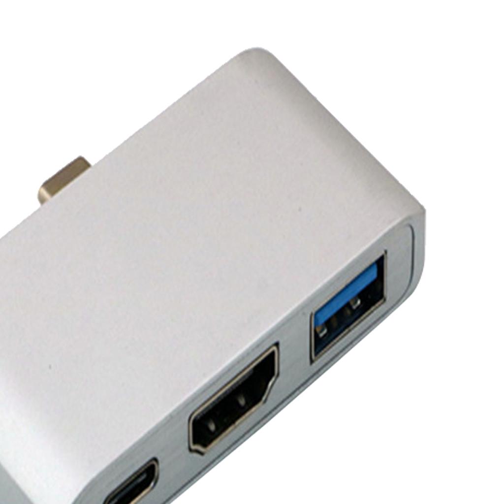 Multi-function Type-C Hub, USB-C To HDMI/Type-C/USB Charging Adapter-Silver