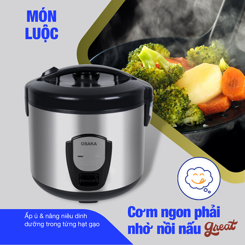 Nồi Cơm Điện 3D Cao Cấp Osaka RC-318P Dung tích 1.8 Lít - Hàng Chính Hãng