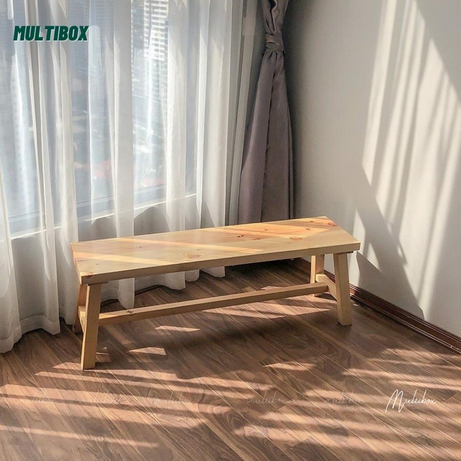 Ghế Băng Dài Gỗ Thông Tự Nhiên Multibox,  Ghế Ngồi Hành Lang Dài, Ghế Bench Decor Ban Công