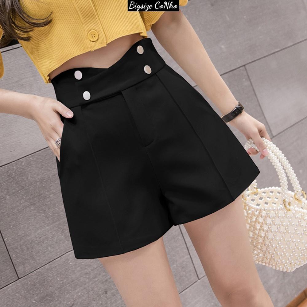 Quần đùi bigsize nữ lưng thun nút, Quần short nữ ngoại cỡ 60-95kg  BIGSIZE CÔ NHỎ Q4N - Đen