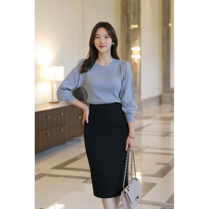 Chân váy bút chì xẻ sau, công sở