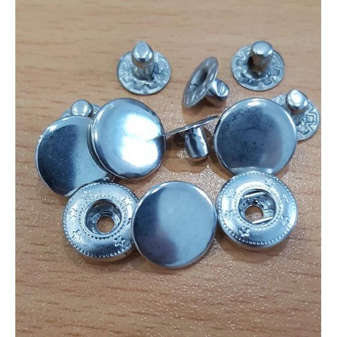 Nút bấm 4 thành phần (nút bóp) Nút quần jean 4 thành phần Loại 10mm Bằng thau Màu bạc, vàng, đồng, đen Phụ liệu may mặc