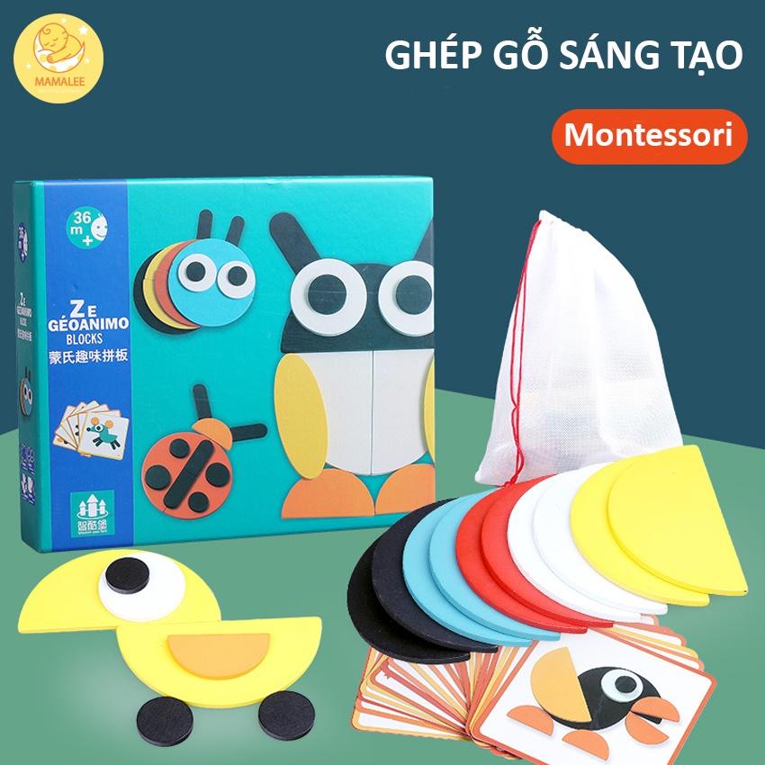 Đồ Chơi Xếp Hình Gỗ Con Vật Montessori - Ghép Hình Thông Minh Phát Triển Tư Duy Cho Bé