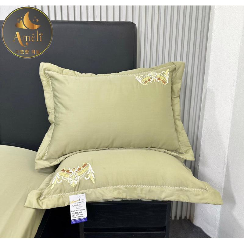 Vỏ Gối Đầu Satin Thêu Trần Bông Mềm Đẹp