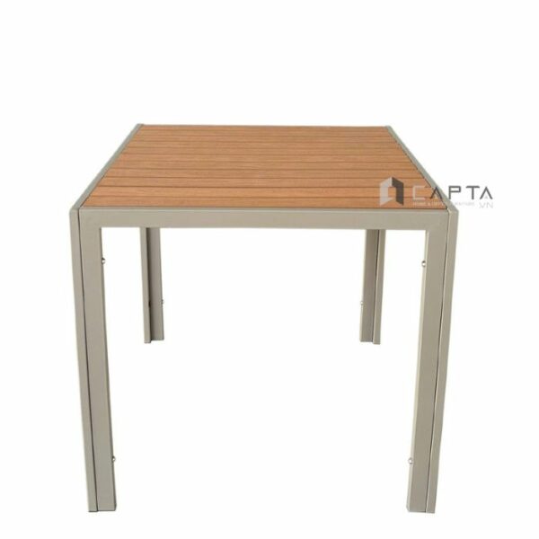 Bàn sân vườn vuông TE2031-80T Nội thất Capta Bàn ngồi ban công sân vườn mặt gỗ nhựa dùng ngoài trời màu kem chân sắt sơn tĩnh điện màu Sambanh hcm