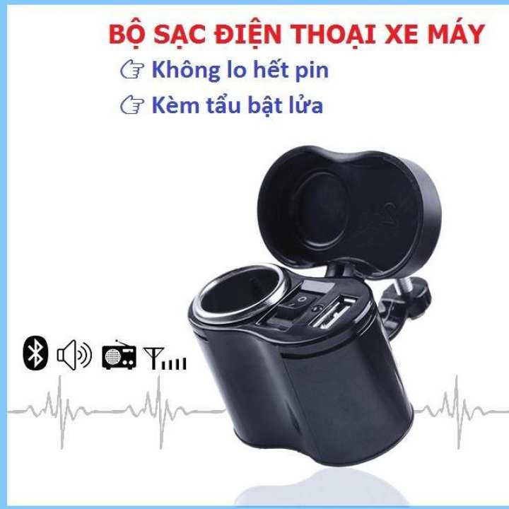 Khóa chống trộm xe máy chuyên nghiệp điều khiển từ xa kèm chìa khóa + Tặng kèm 1 Sạc Điện Thoại Gắn Xe Máy Kèm Ổ Đựng Tẩu