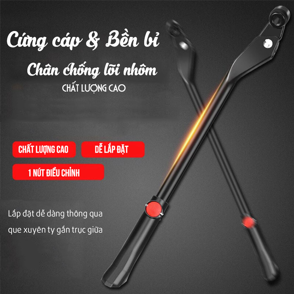 Chân Chống Xe Đạp Thể Thao Hợp Kim Nhôm Siêu Nhẹ Có Thể Điều Chỉnh Dài Ngắn 36-41cm Phù Hợp Bánh Xe 22-29 inch Cho Xe Đạp Mai Lee