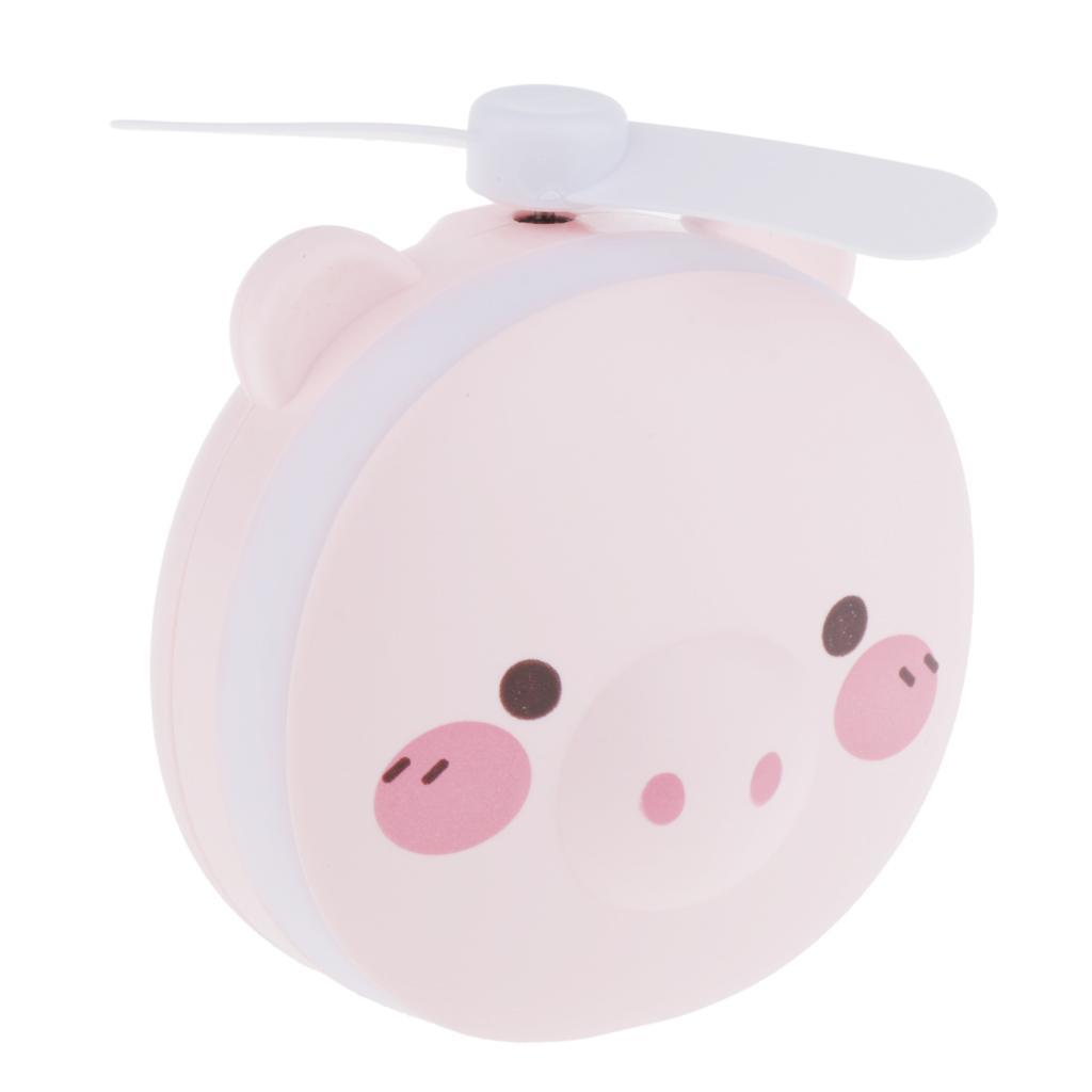 Portable Handheld Fan, USB Piggy Fan with LED Fill Light Mirror