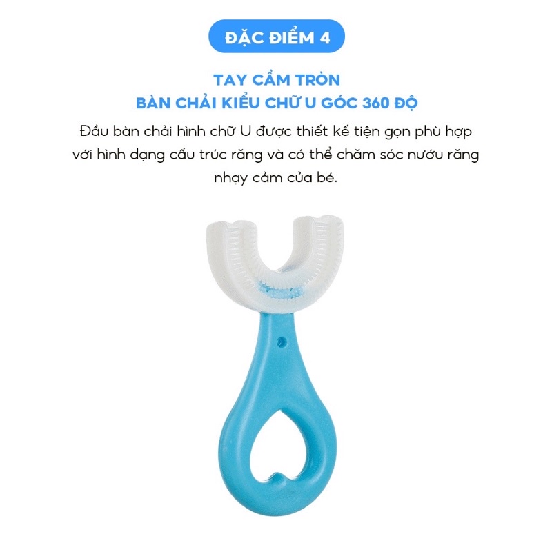 Bàn chải đánh răng chữ U cho bé chất liệu Silicon mềm mịn an toàn, cho bé từ 2 tuổi - 6 tuổi