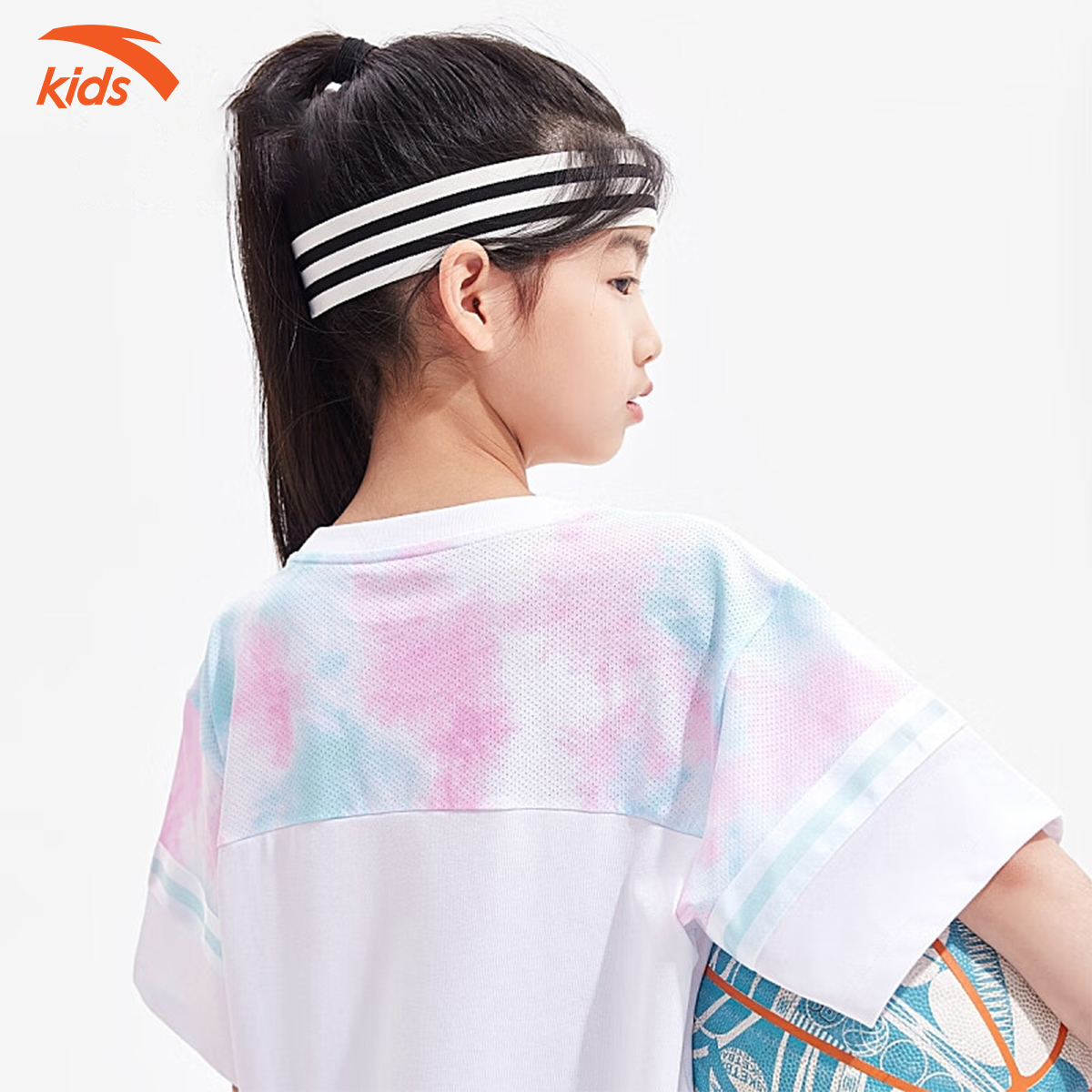 Áo phông thể thao bé gái Anta Kids dòng bóng rổ, vải cotton, thoáng khí W362328643