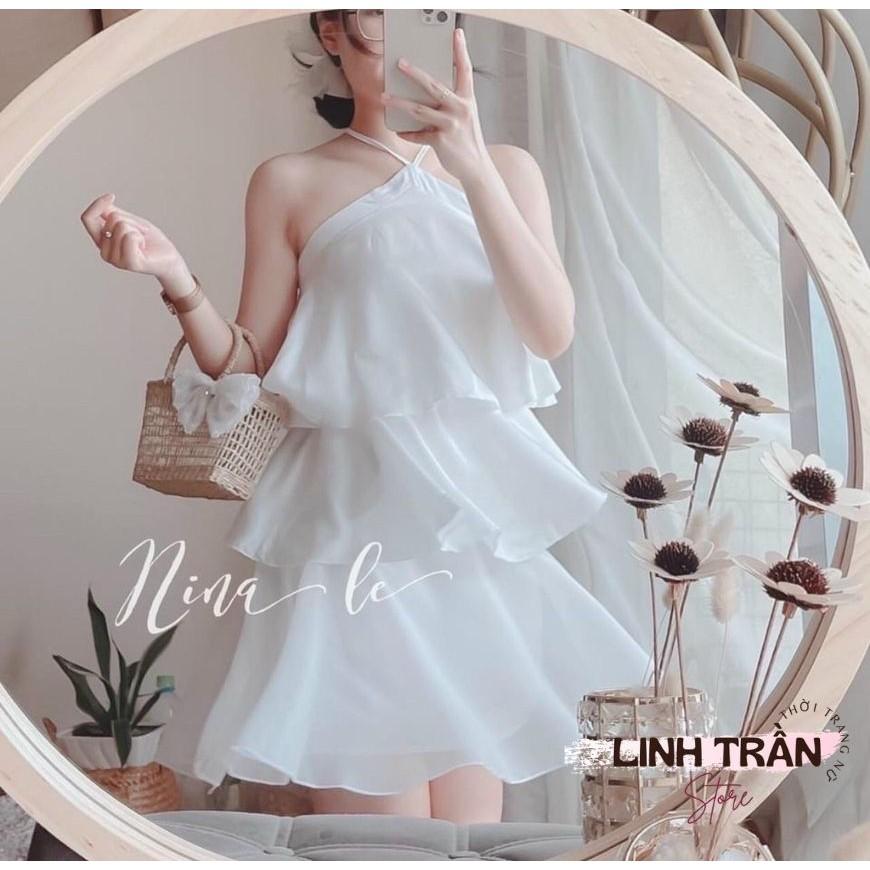 Đầm Trắng Cổ Yếm 3 Tầng Váy Trắng 3 Tầng Cổ Yếm Linh Trần Store