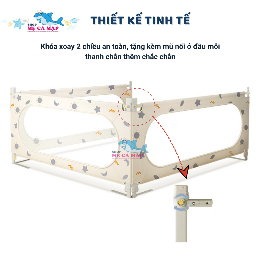 Thanh Chắn Giường Pakey SB2 Hàn Quốc Nâng Hạ 2 Bên, Chắn Giường Chịu Tải Tới 40kg, Phong Cách Sang Trọng, Dễ Tháo Lắp