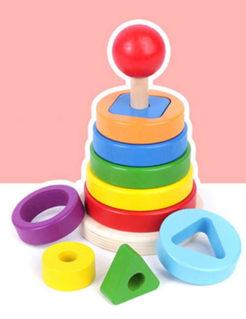 Đồ chơi xếp chồng tháp cầu vồng hình khối ( Từ 1-3 tuổi)