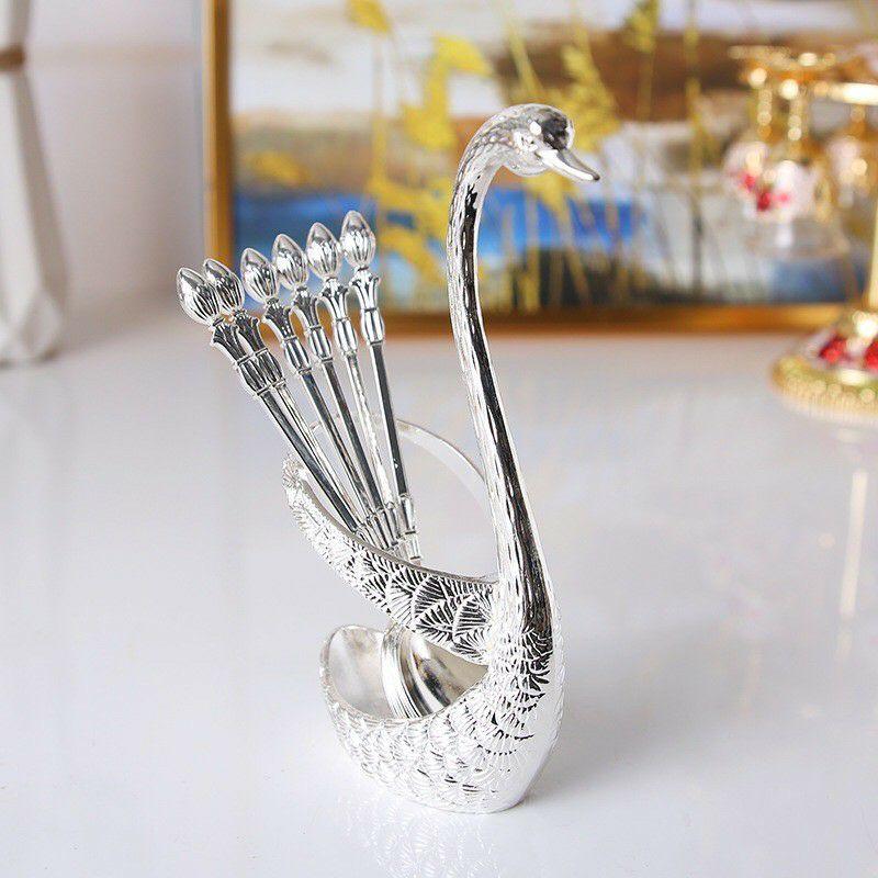 Bộ thìa dĩa thiên nga mạ vàng sang chảnh