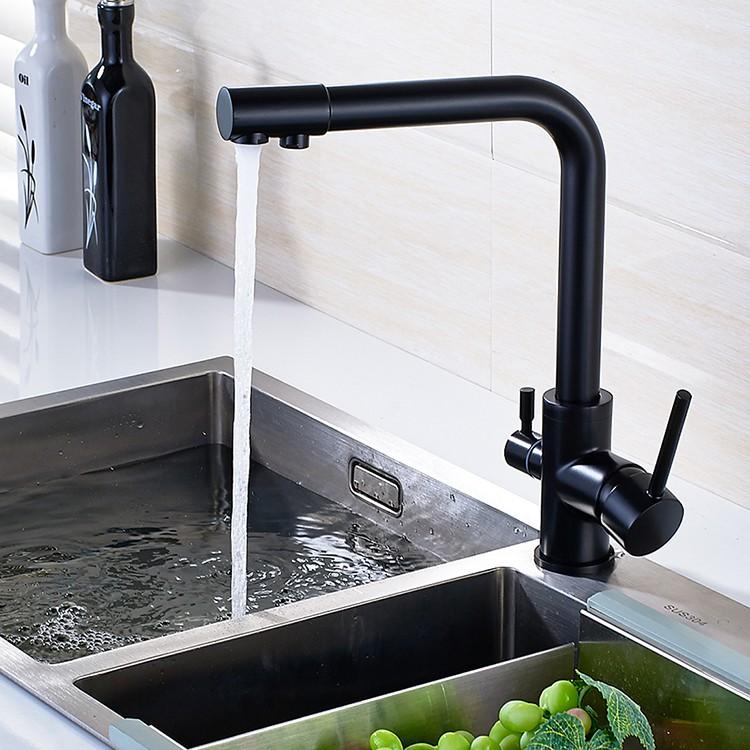 Vòi 3 đường nước đồng sơn mạ tĩnh điện màu đen