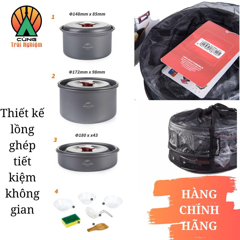 Bộ Nồi Nấu Ăn 3 chiếc cho Dã Ngoại Chống gỉ NatureHike NH15T203-G