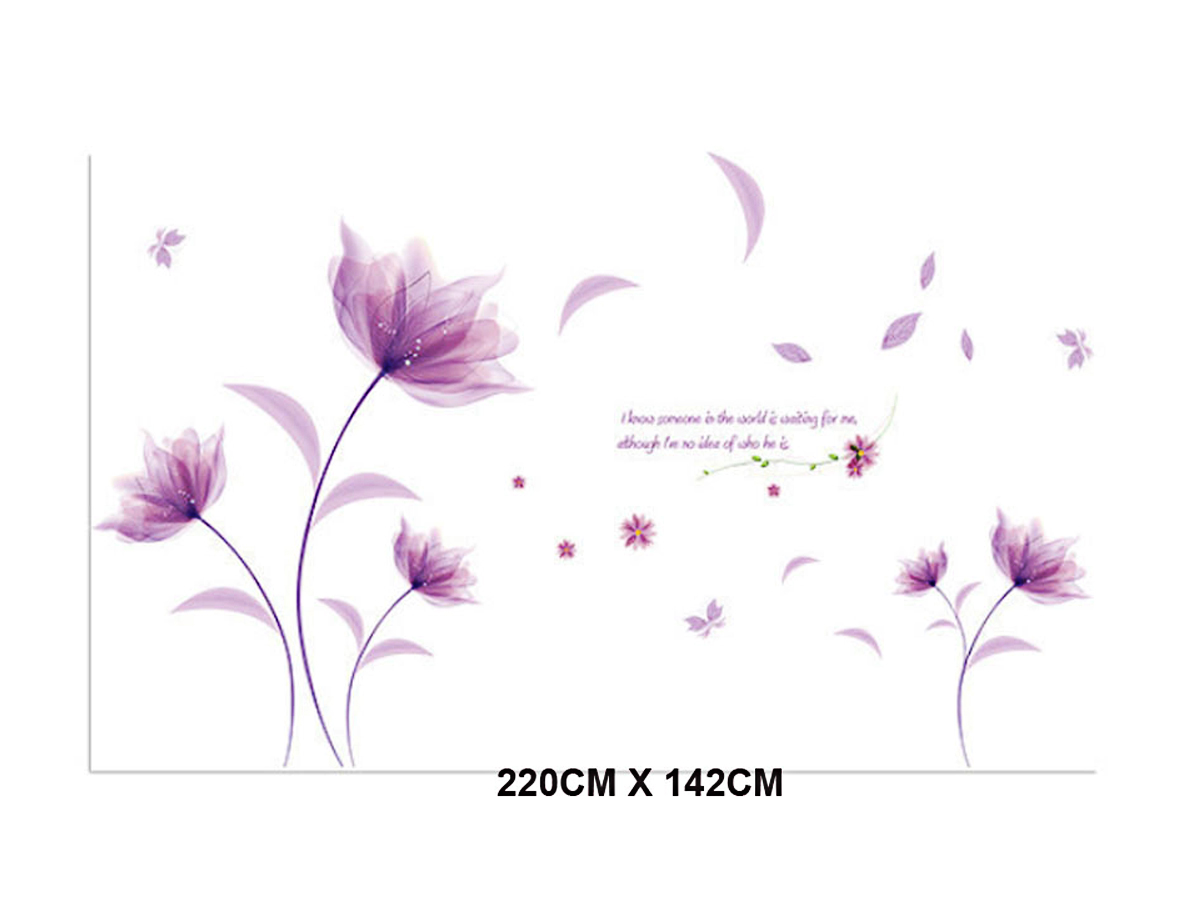 Decal dán tường hoa pha lê tím xl8190
