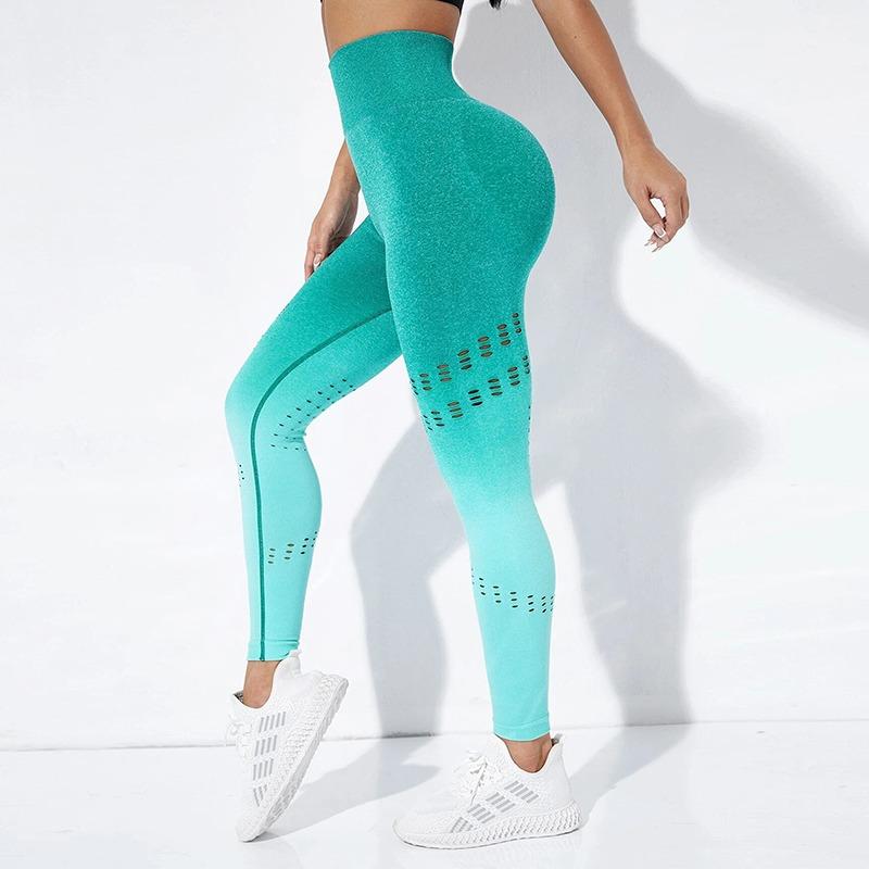 Leggings lưới gradient mới hốc thể thao thể thao Legging cao eo mông nâng quần yoga đẩy lên phòng tập thể dục quần legging tập thể dục Color: Emerald Size: S