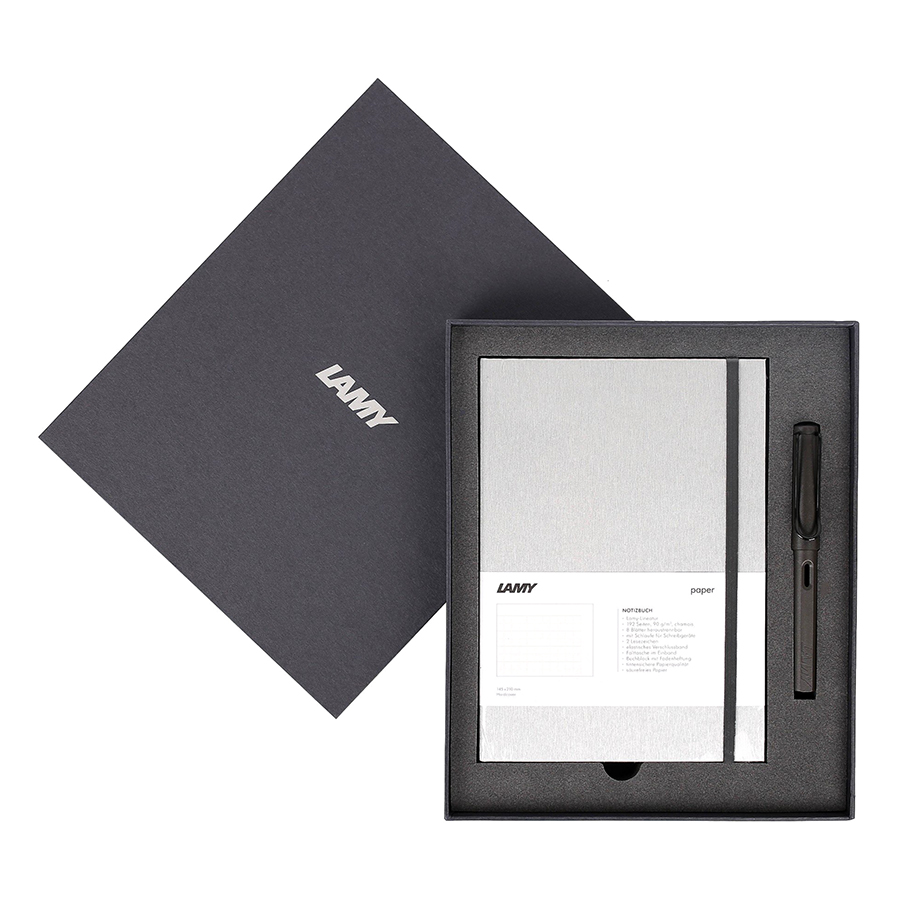 Gift Set Lamy Notebook A5 Softcover Grey+ Lamy Safari Matt Black - GSNSa0012