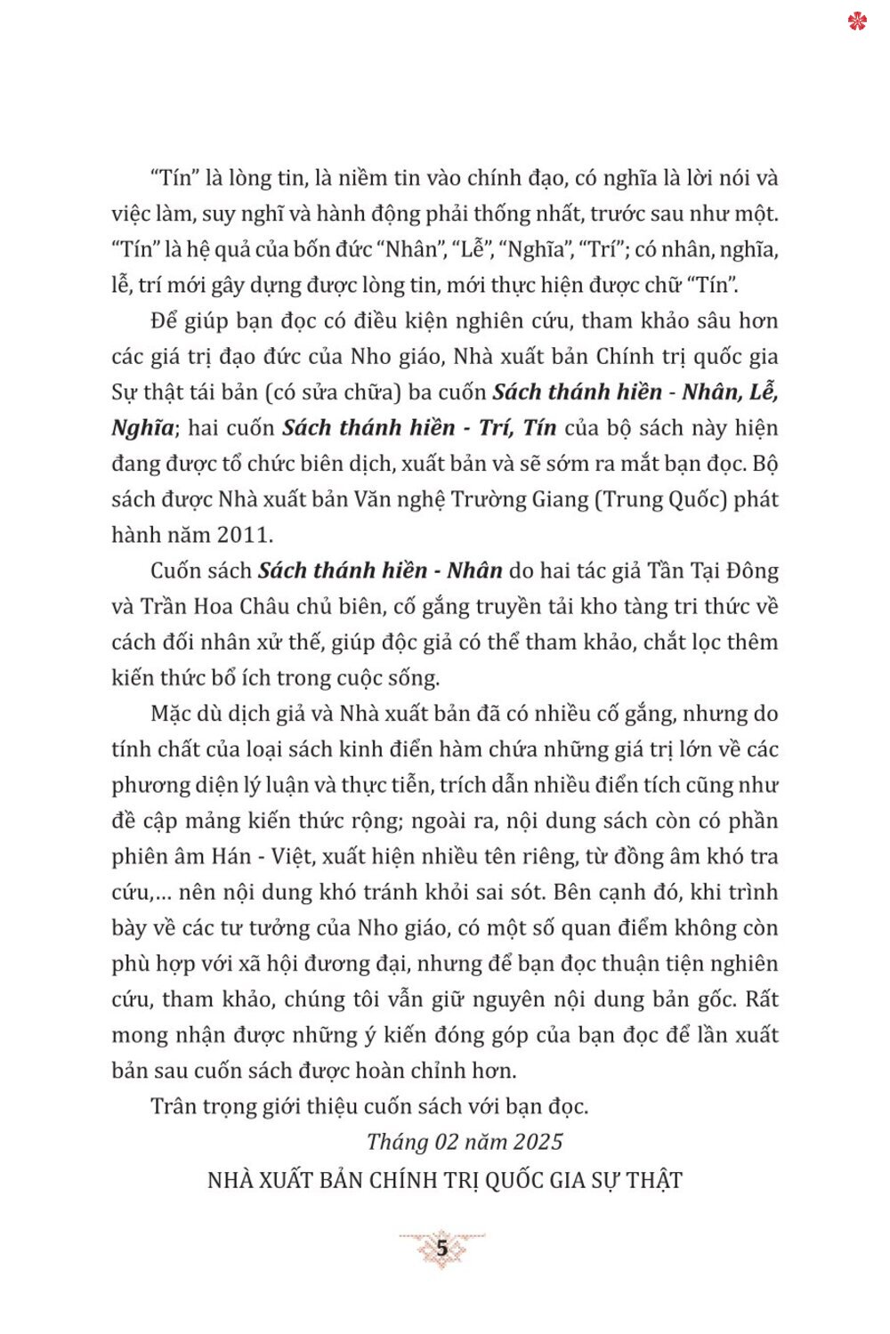 Sách thánh hiền Nhân - bản in 2025