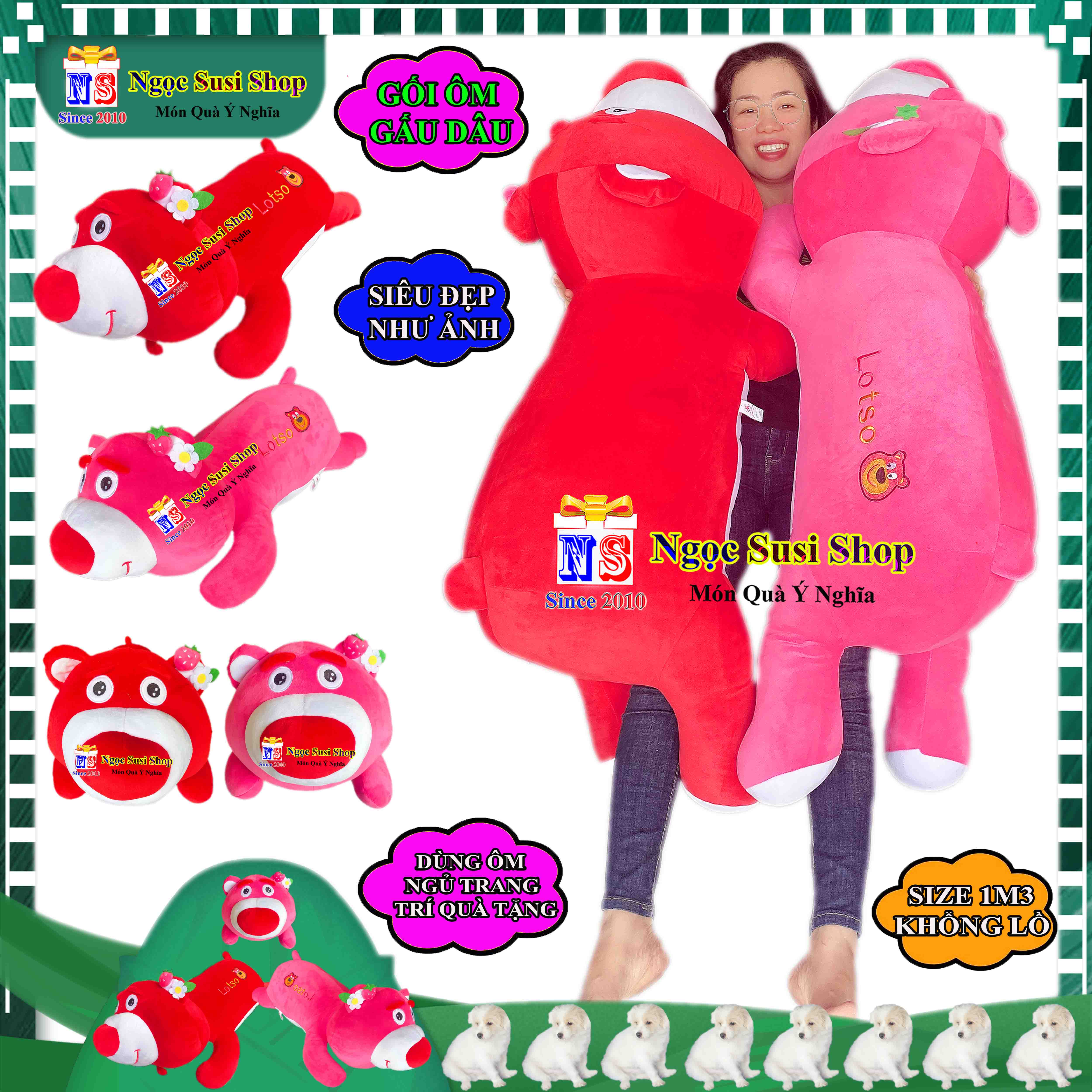 GẤU BÔNG GẤU DÂU SIÊU TO KHỔNG LỒ SIÊU MỊN DÙNG ÔM NGỦ TRANG TRÍ QUÀ TẶNG