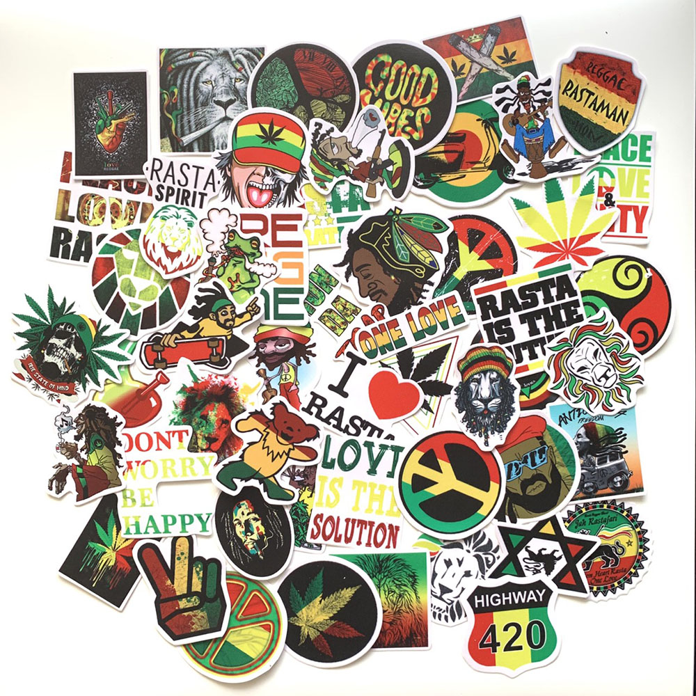 Bộ 50 Hình Dán Sticker Rasta (2020) Decal Chống Nước Trang Trí Chủ Đề Rastafari Chất Lượng Cao