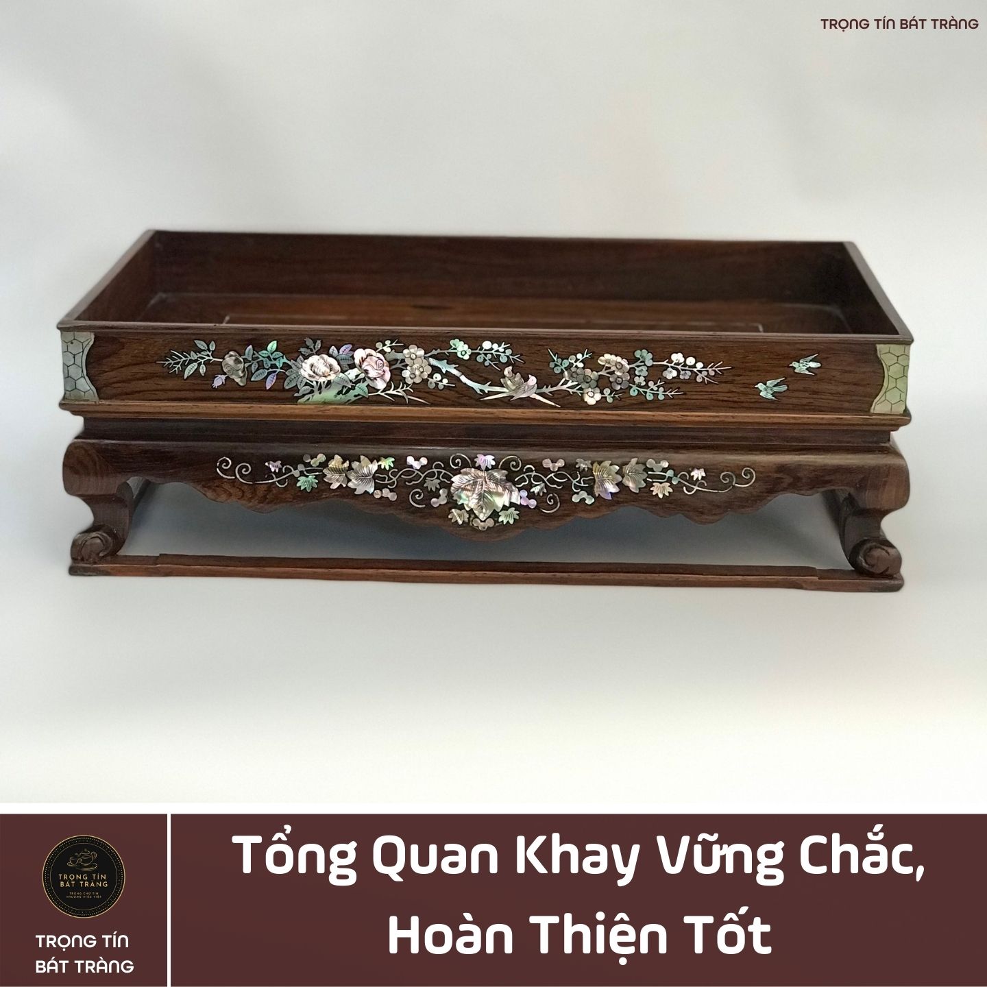 Khay Trà Gỗ Cẩm Hình Chữ Nhật Kích Thước 35*20,5*11 cm KT 89