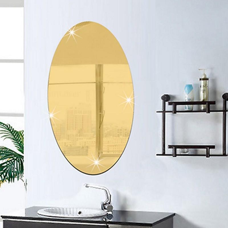 (Xả Kho) Gương dán tường làm từ Acrylic hình bầu dục hình chữ nhật dùng cho nhà tắm tiện dụng (Hàng Đẹp