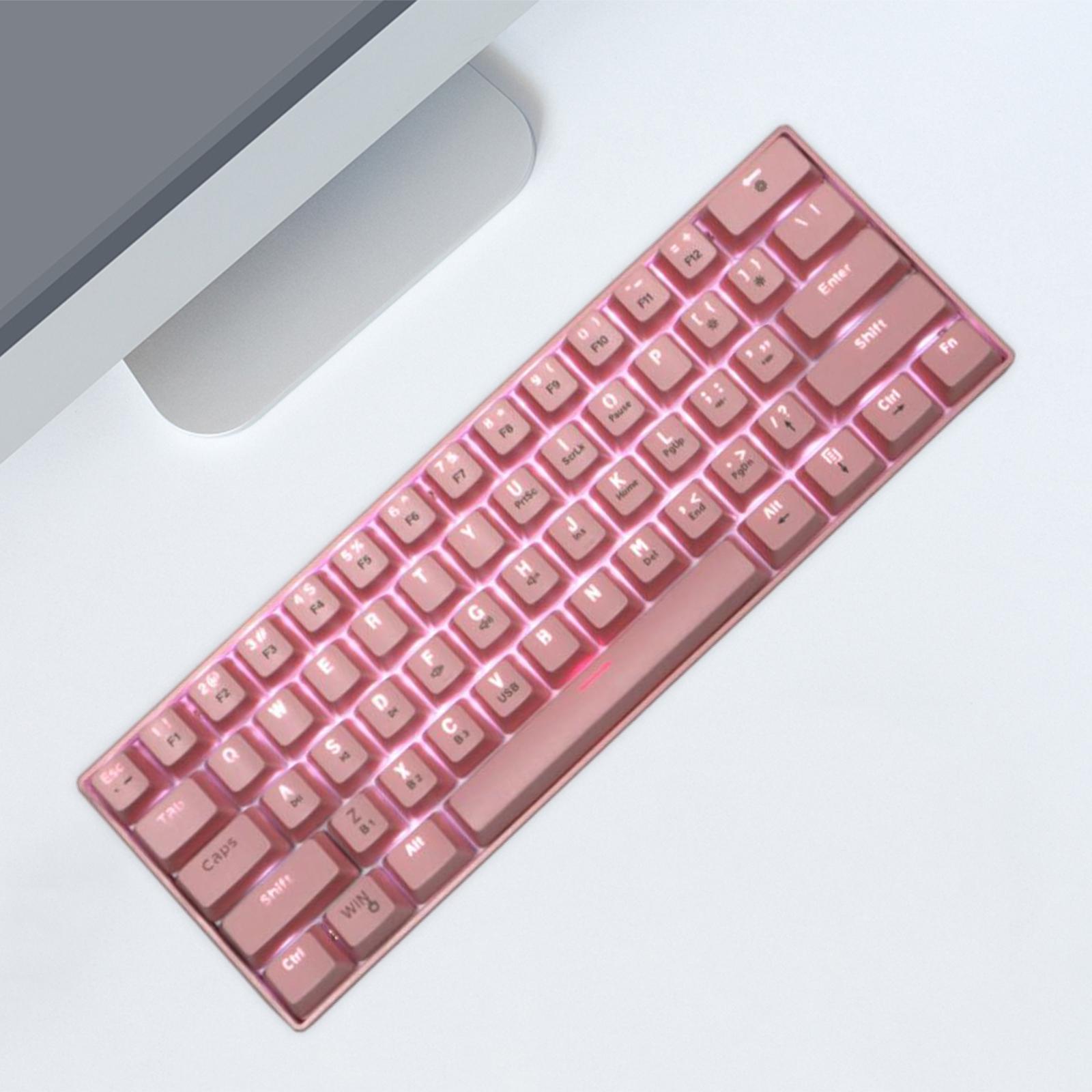 Mechanical Gaming Keyboard Backlit Axis Multi Color RGB for Linux Pink