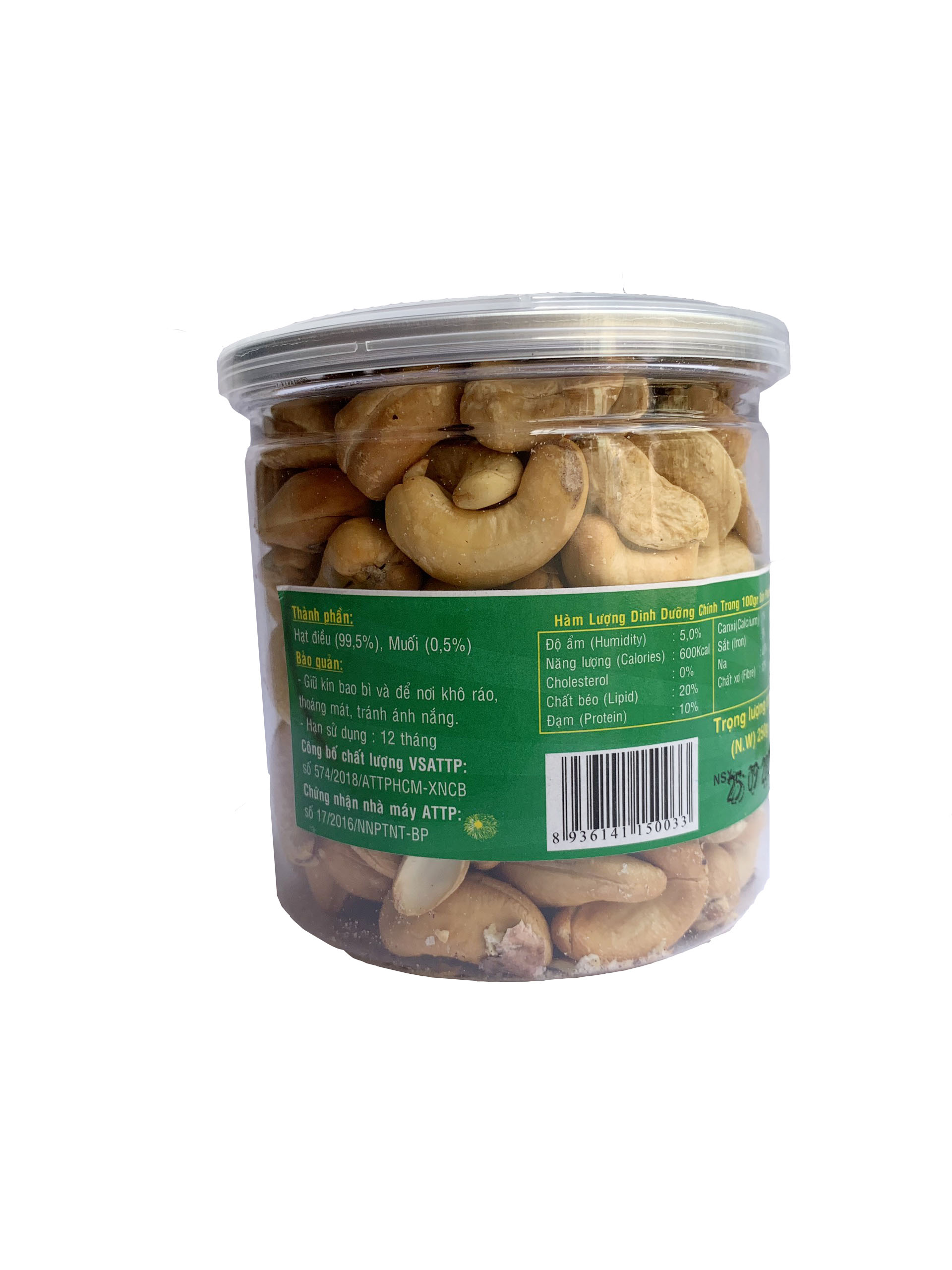 Hạt điều nhân rang muối loại 1 | Hộp 250g Giòn Ngon | Natufoodvn