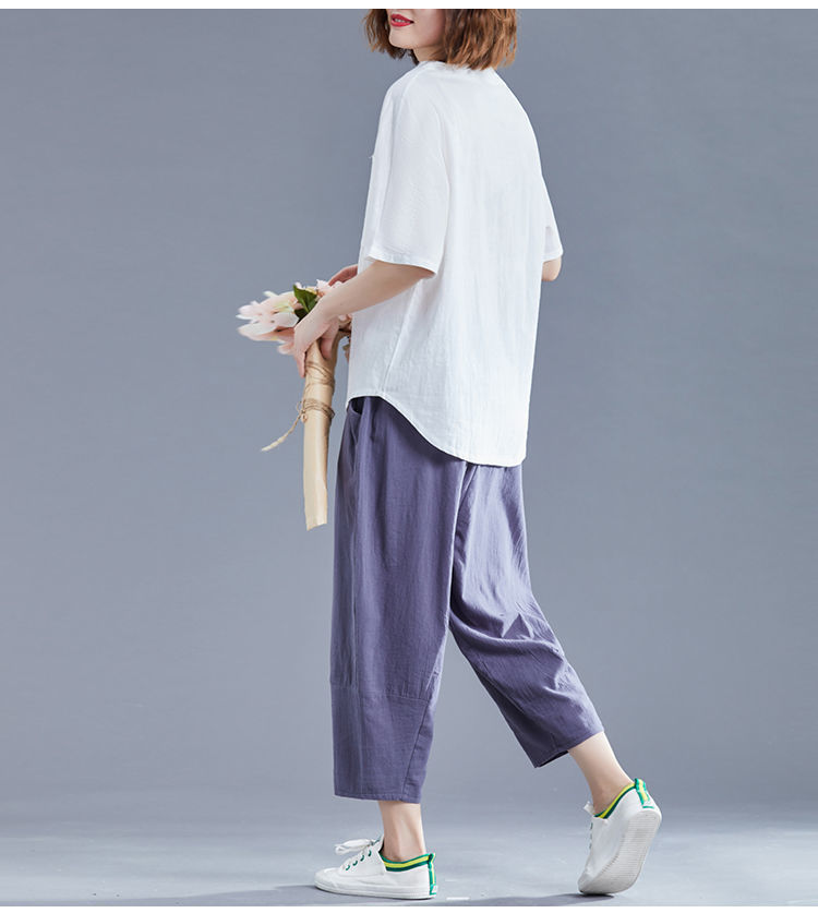Áo sơ mi nữ form rộng kiểu tay lỡ cổ tròn NeSa Shop, chất liệu Lanh Cotton thấm hút mồ hôi, áo sơ mi nữ nhiều màu, SMT02