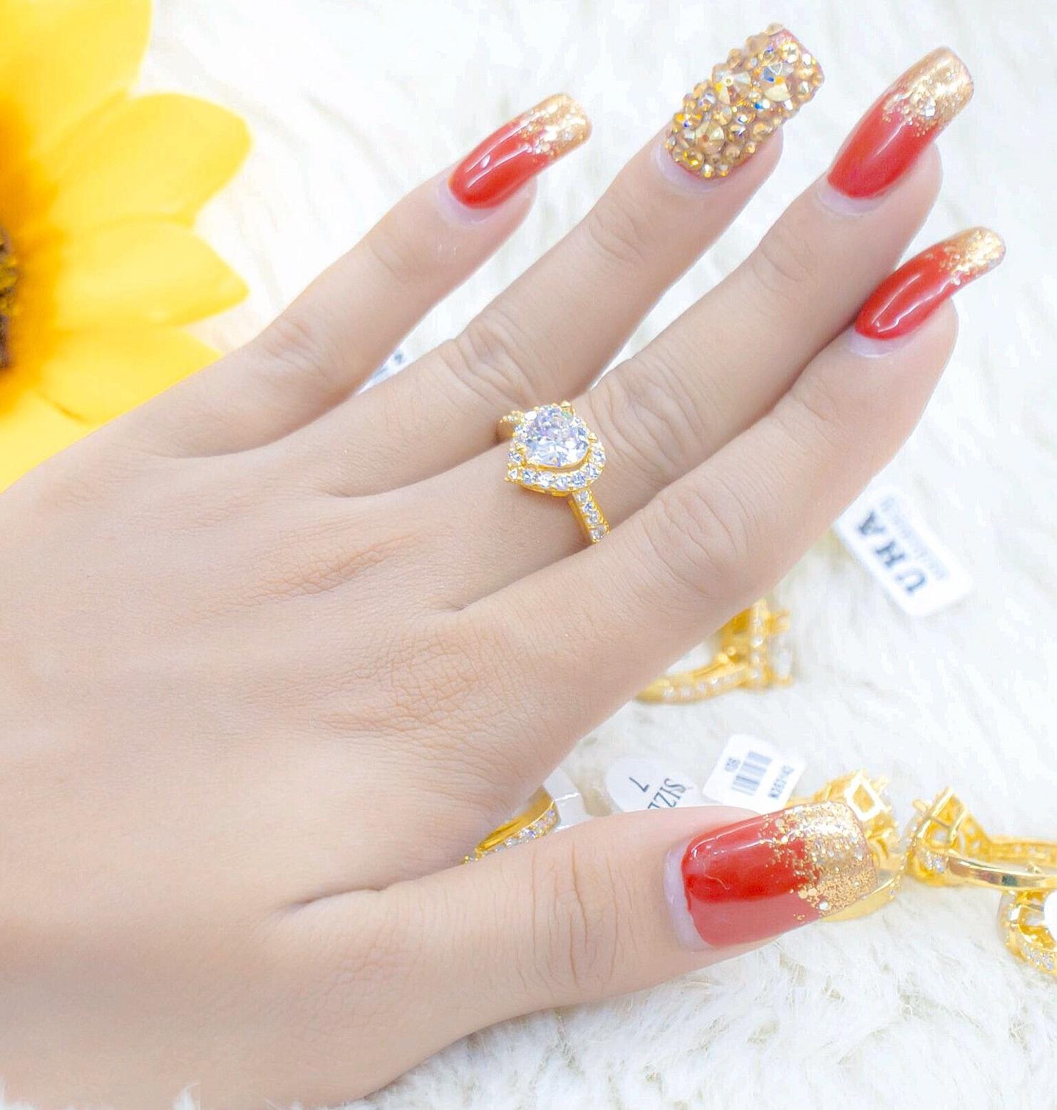 Nhẫn Nữ Mạ Vàng 18 K Mẫu 045.2204 Trái Tim Pha Lê - Mang Đi Chơi, Đi Tiệc Đều Sang