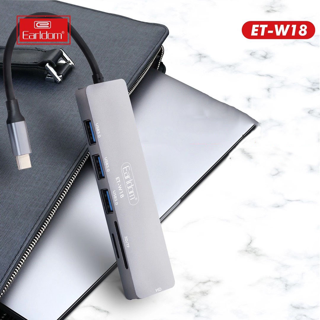 Thiết bị Earldom W18 hỗ trợ chuyển đổi từ cổng USB TypeC 6 in 1 - hàng chính hãng
