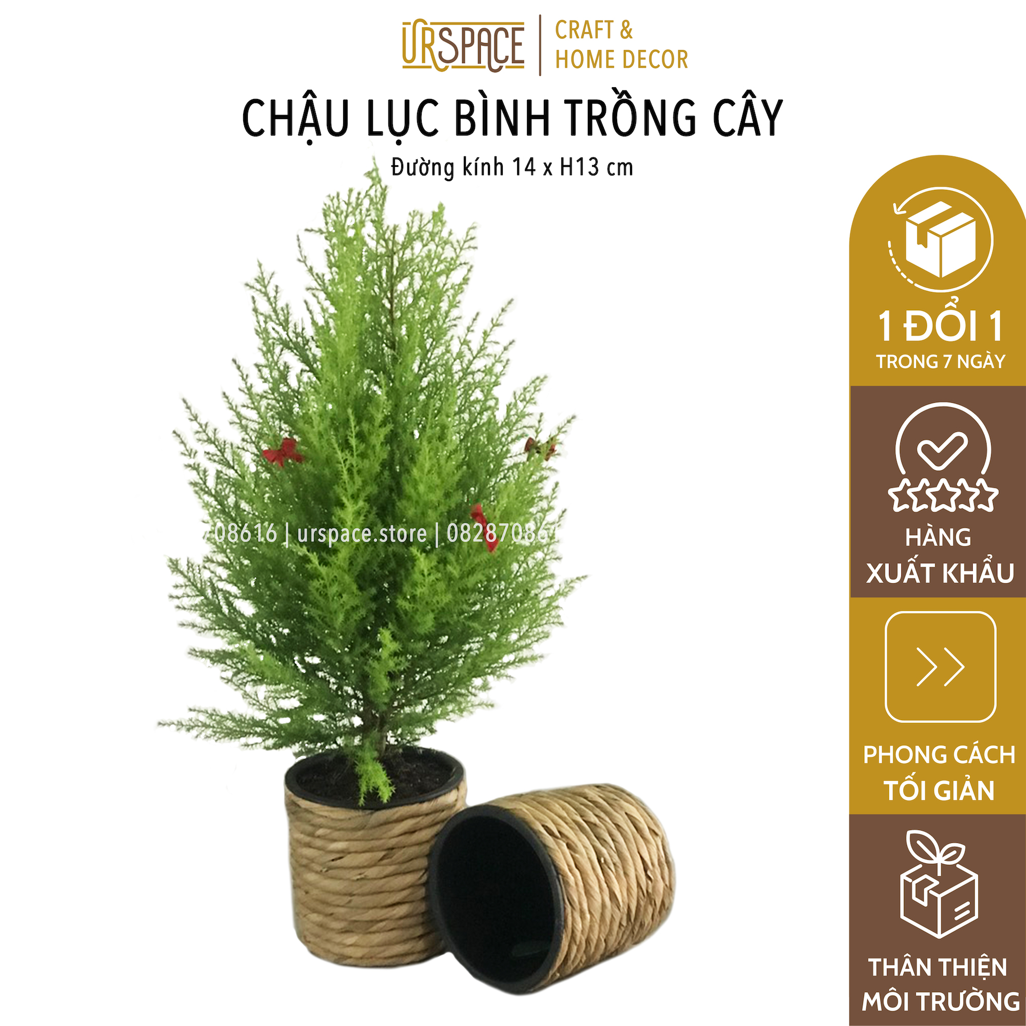 Chậu trồng cây lục bình  hình tròn/ Hand-woven round hyacinth planter